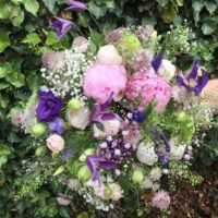 Peony and garden rose wedding bouquet