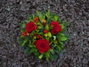 Grave posy with fresh roses