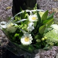 White hand tied bouquet