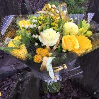 Yellow hand tied bouquet