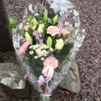 Pink cellophane bouquet